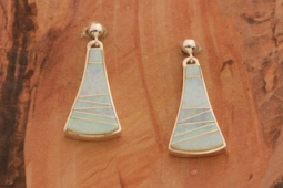 Calvin Begay Fire and Ice Opal Sterling Silver Earrings